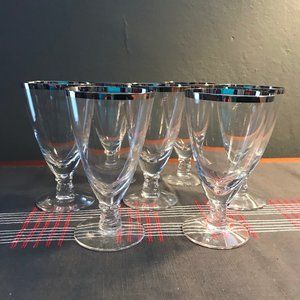 6 Crystal + Platinum Cordial/Juice Glasses